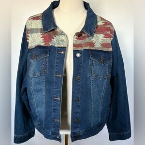 NEW w/TAGS FRYE & CO. Southwestern Style Denim Jean Jacket Women's Plus Size 3X